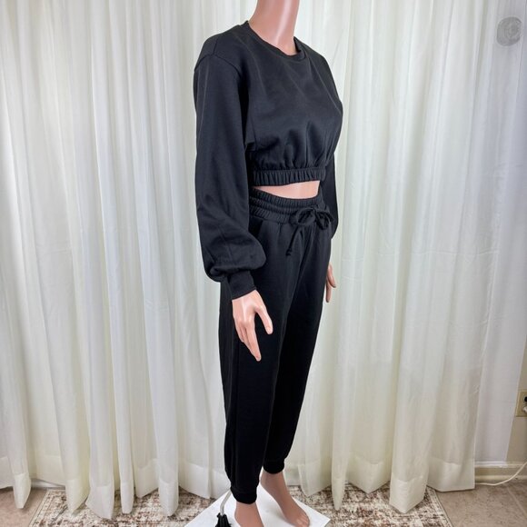 Zenana 2 Pcs Crop Sweatshirt Tracksuit Jogger Pants Set Outfit Active Lounge XS - Picture 5 of 10
